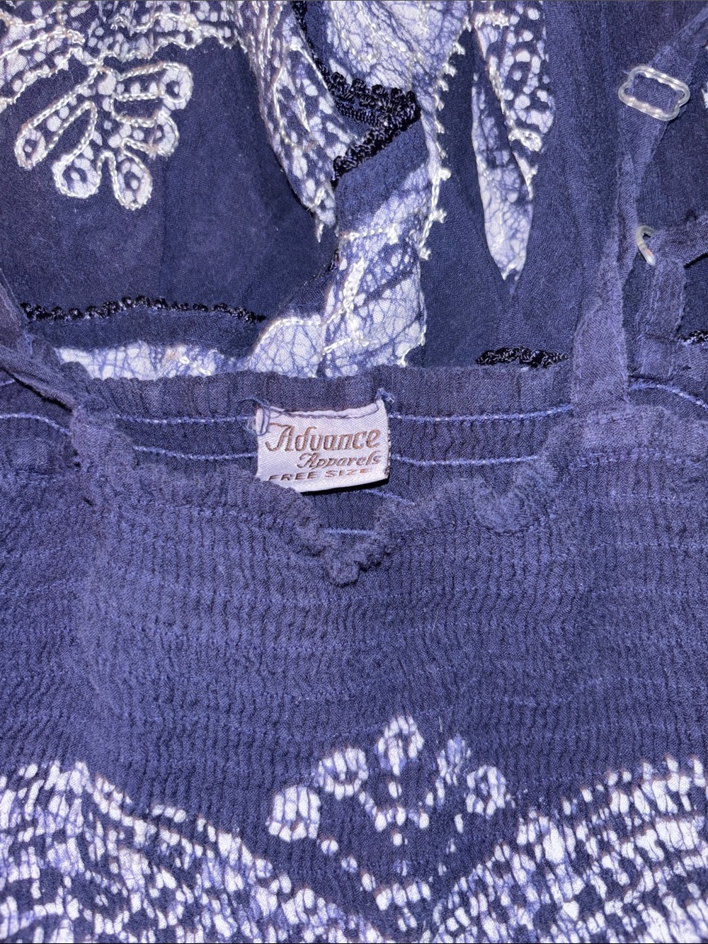 Advance Apparels Indigo Printed Smocked Tank